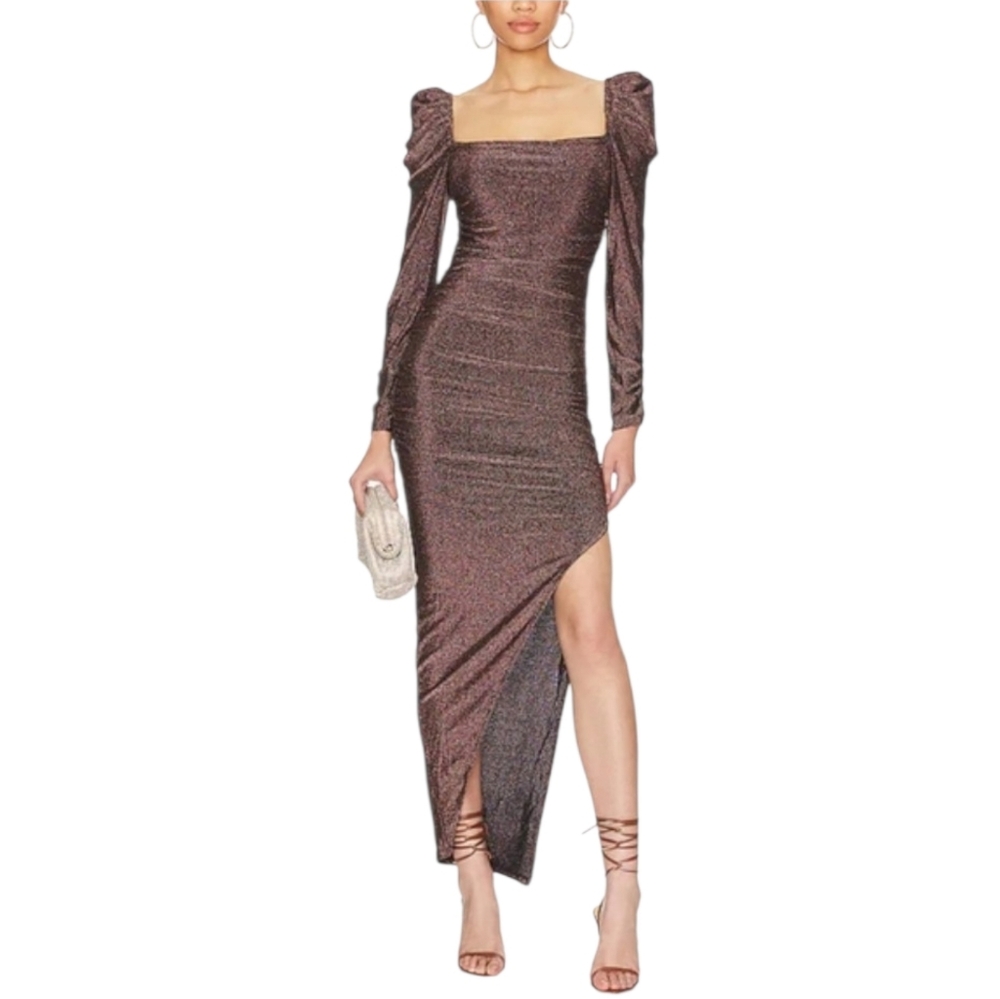 ASTR VANOZZA‎ DRESS BROWN METALLIC M